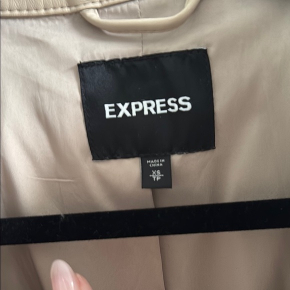 Express -Tan Faux Leather Moto Jacket - Picture 3 of 8